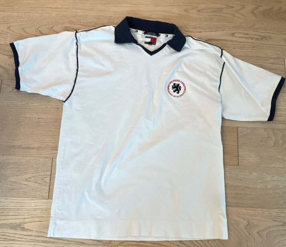 Tommy Hilfiger Athletics Polo Size M White Vintage Crest